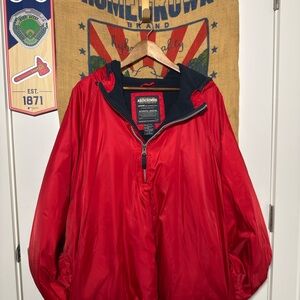 Vintage ABERCROMBIE PERFORMANCE Red Polyester Quarter Zip Jacket (XL)